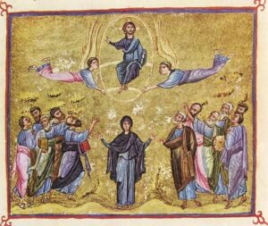 Вознесение Господне (миниатюра Евангелиария,Византия, XI в.)