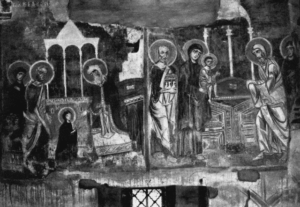Введение во храм Богородицы. Сретение Господне. Фрески Спаса на Нередице церкви близ Новгорода. 1199 год