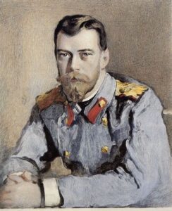 "Портрет Николая II в серой тужурке" (В.А. Серов, 1900-е гг, масло)